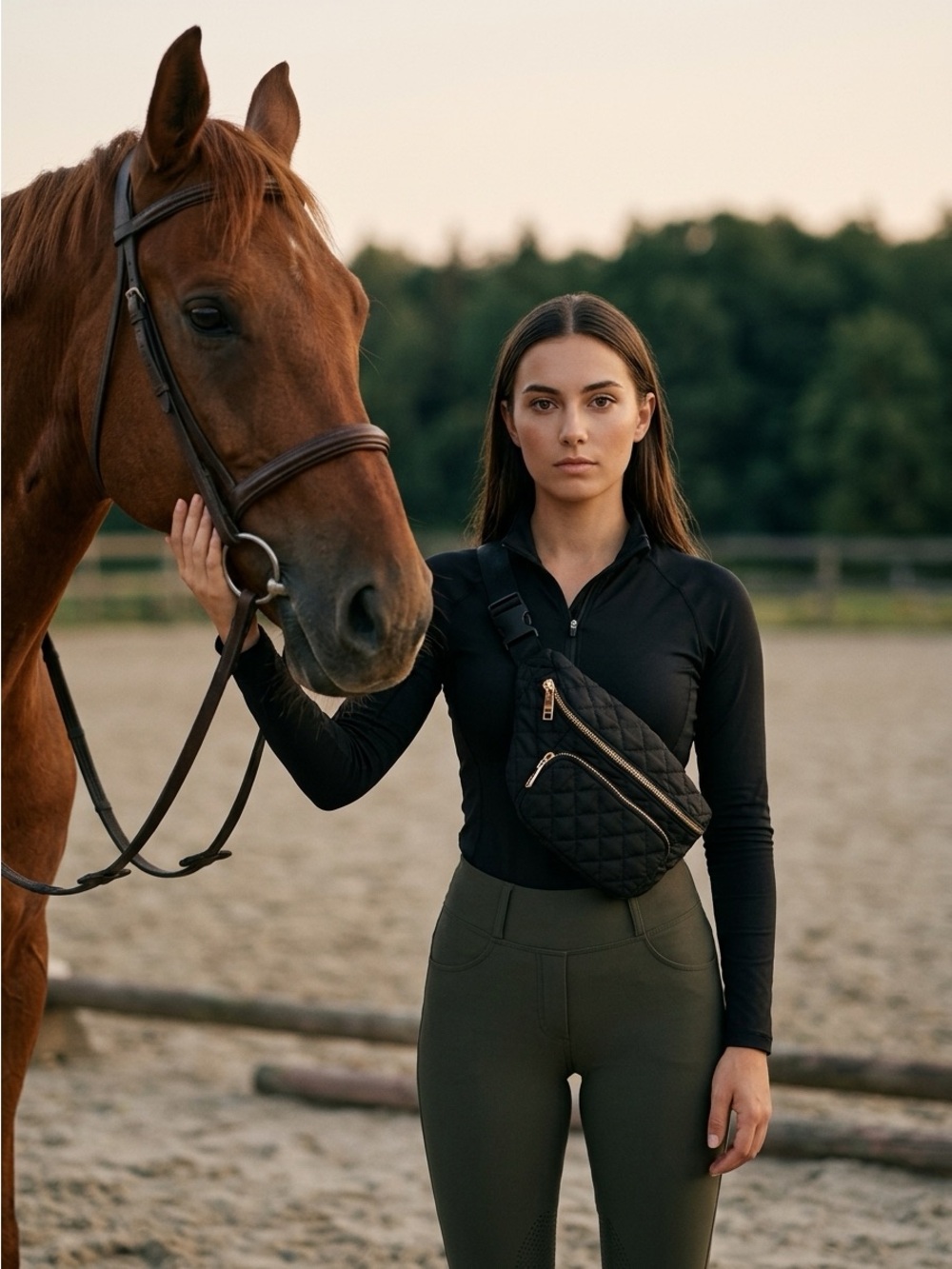Quilted Black Crossbody Belt Bag - Minimal Women’s Sling